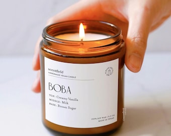 Boba Tea Scented Soy Candle: Creamy Vanilla, Milk, Brown Sugar | Birthday Gift