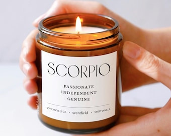 Scorpio Zodiac Soy Candle, Birthday Gift for Women Men