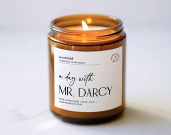 Mr. Darcy Candle Gift for Women, Bookworm Sister Birthday Present, Custom Scented Candle