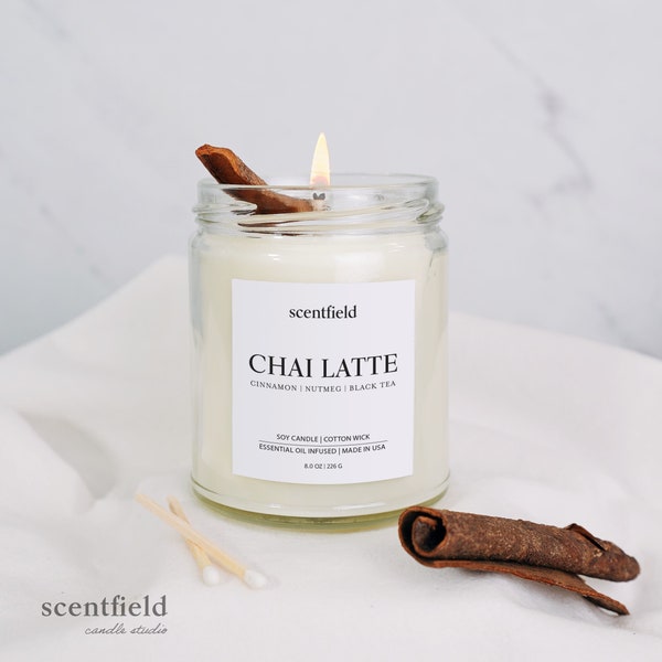 CHAI LATTE Vegan Candle | Natural Scented Candle for Home Office | 8oz