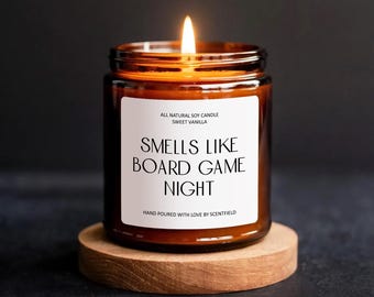 Smells Like Board Game Night Candle: Card Game Lover Gift Gamer Candles Tabletop Decor