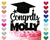Personalised Custom Glitter Congrats Graduation Cake Topper Party Decoration Cake Topper Celebration Mortar Board Happy Mortar Hat Graduate