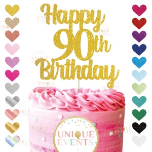 Happy 90th Birthday Cake Topper 90th Birthday Cake Topper Ninety Birthday Decoration Glitter 90 year Ninety Cake Topper 90 years topper