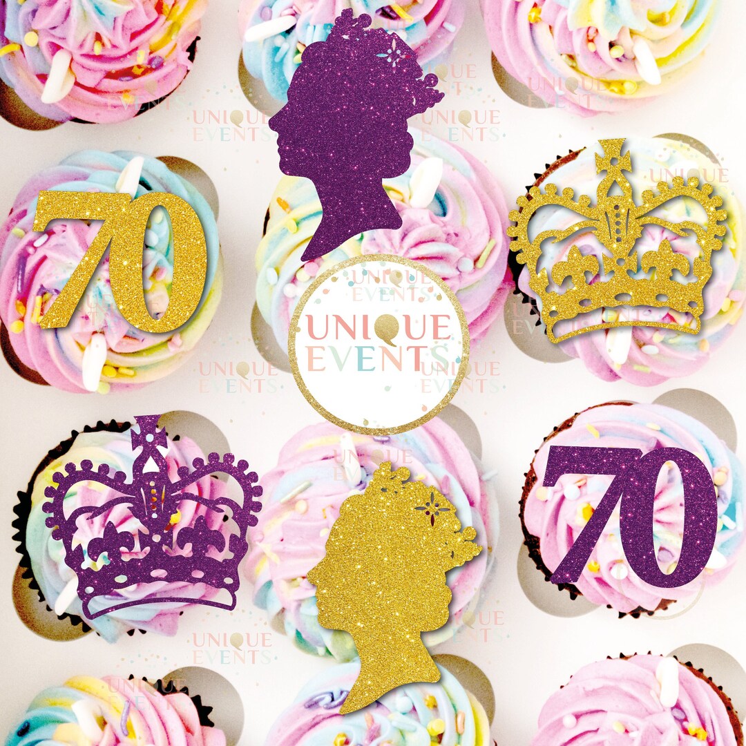 Platinum Jubilee Crown Cupcake Toppers Queens Platinum Jubilee Etsy UK