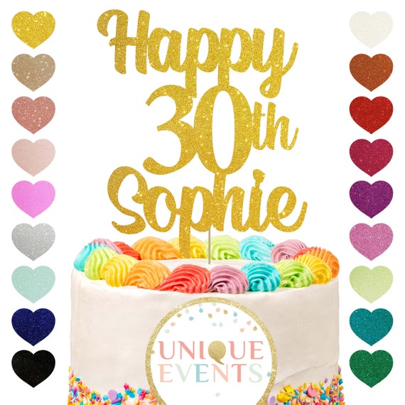 Custom 30th Birthday Cake Topper Birthday Topper Gold Glitter Etsy UK