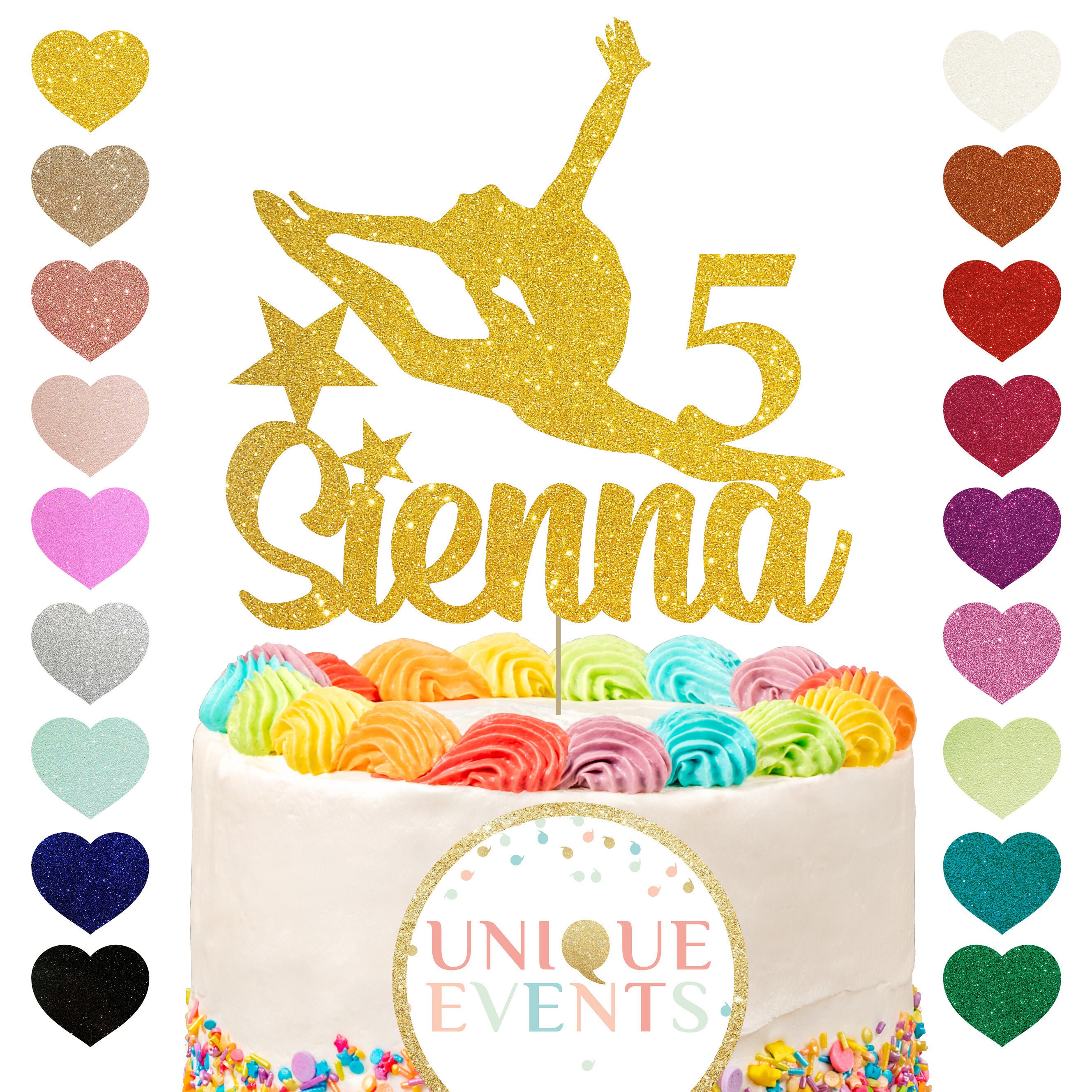 Rose Gold Gymnast Cake Topper - 4th Birthday Gymnastics Party Decoration