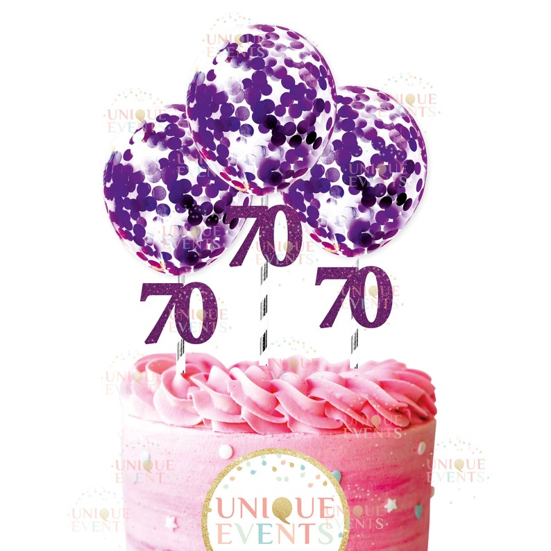 Mini Balloon Cake Topper PURPLE Mini Confetti Balloon WAND Platinum jubilee purple confetti platinum jubilee 2022 queens jubilee june 2022 