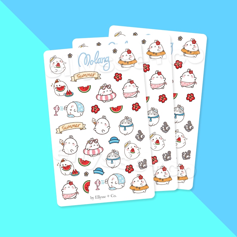 Molang x Summertime Sticker Sheet Molang Planner Stickers | Etsy