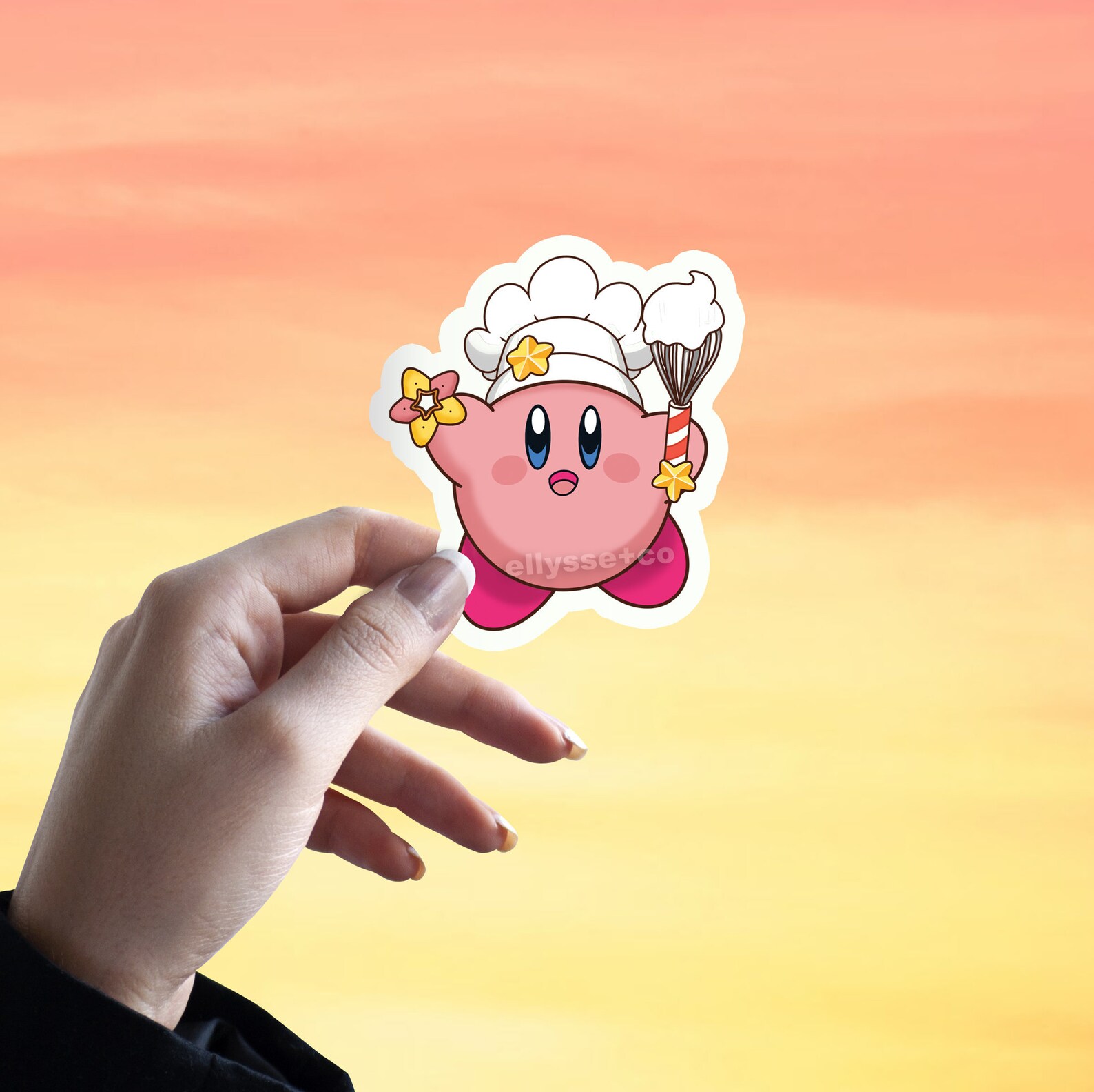 WATERPROOF Chef Kirby Sticker Cute Kirby Cooking Sticker Etsy