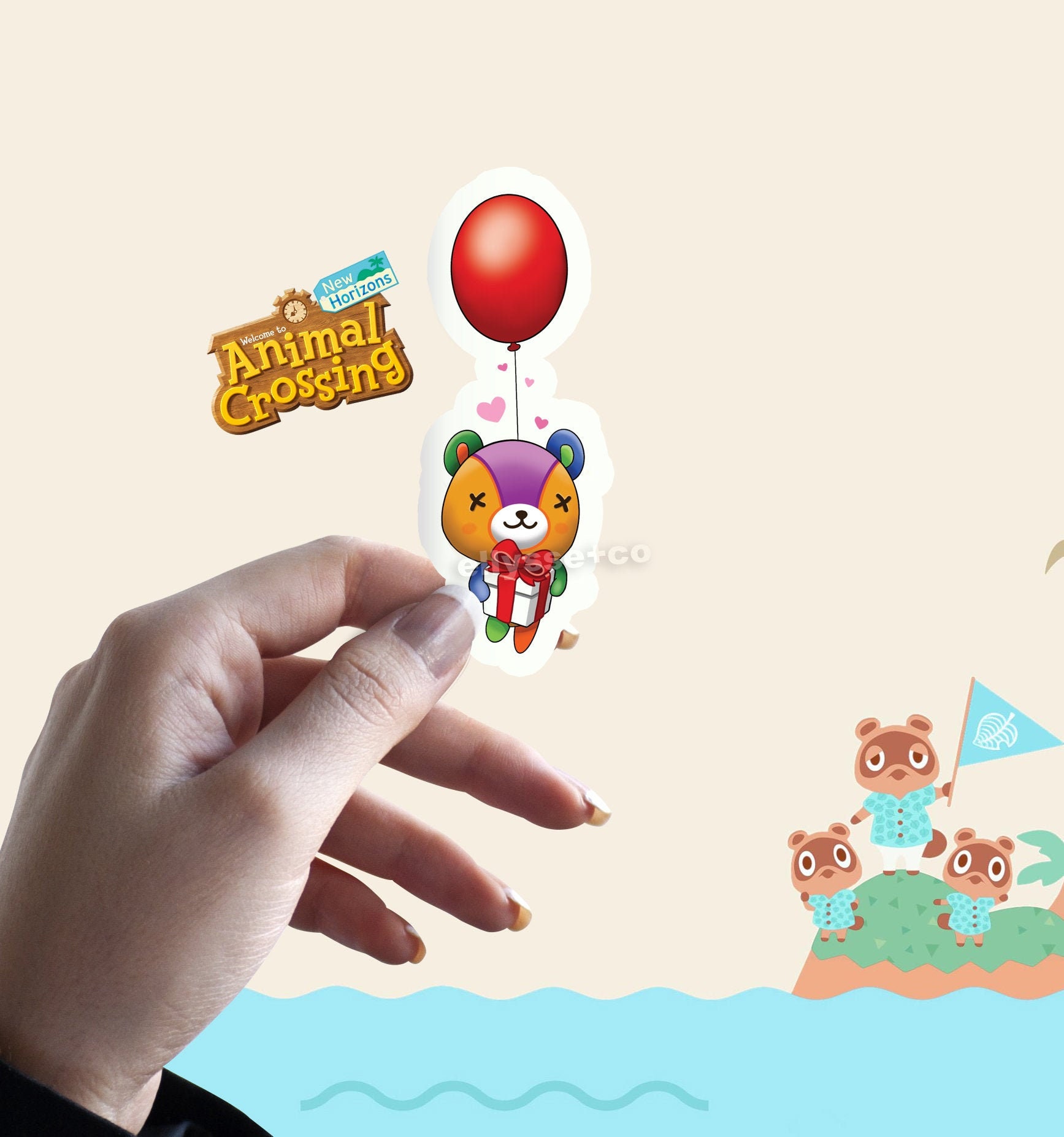 WATERPROOF Stitches with Present Animal Crossing ACNH Sticker Etsy