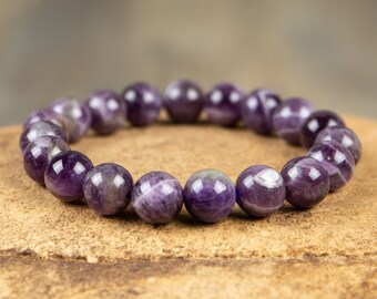 Natürlicher Amethyst Lila Edelstein Heilarmband-Spiritueller Schutz Balance Meditation Erdungsarmband-Innerer Frieden Geistige Gesundheit Geschenk