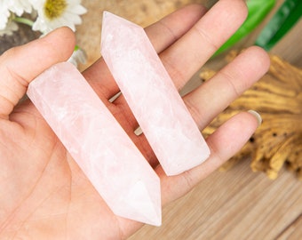 Natural Rose Quartz Tower Healing Crystal Points Wand-Spiritual Meditation Energy Protection Obelisk Home Office Decoration Gifts