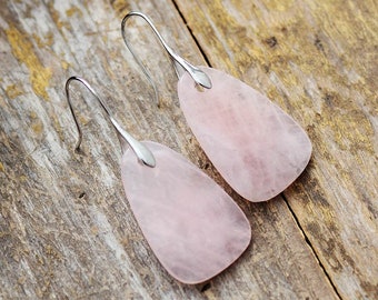 Rose Quartz Pink Statement Earrings Modern Freshwater Pearl Tassel Earrings