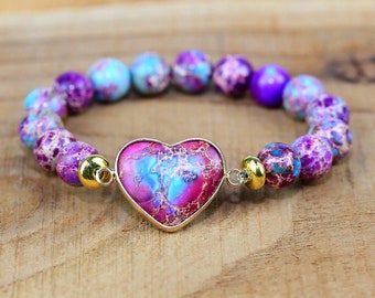 Natürliche Galaxie Meeressediment Jaspis Stein Armband-Heilstein Perlen Yoga Meditation spirituelles Armband-Angst StressAbbau Armband