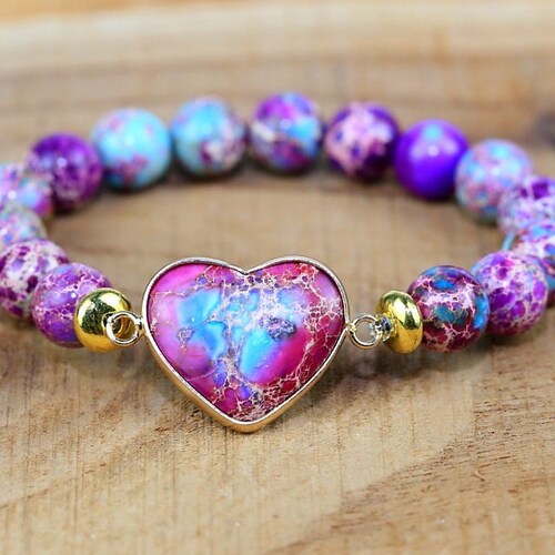 Natürliche Galaxie Meeressediment Jaspis Stein Armband-Heilstein Perlen Yoga Meditation spirituelles Armband-Angst StressAbbau Armband