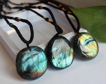 Labradorite Pendant Colorful Stone Necklace Pendant Unique Gift