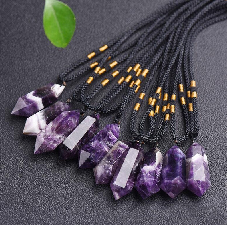 Amethyst Pendant Necklace-Natural Gemstone Healing Balancing image 3