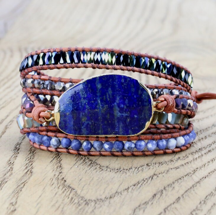 Healing Lapis Lazuli Stone Bracelet-Spiritual Protection Balance Medi…
