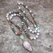 Raw Rose Quartz Mala Necklace-Natural Stone 108 Beads Arrowhead Pendant Necklace for Women-Healing Crystal Stone Protection Necklace Gift 