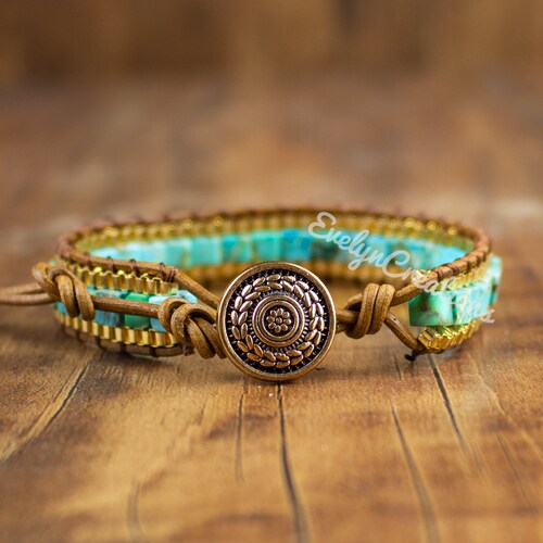 Turquoise Stone Bracelet-natural Gemstone Balance Meditation - Etsy