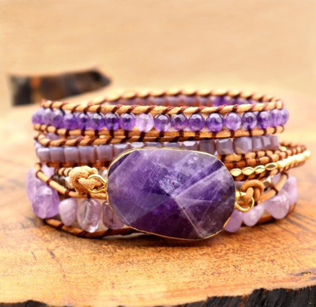 Healing Gemstone Bracelet-amethyst Jasper Beads - Etsy