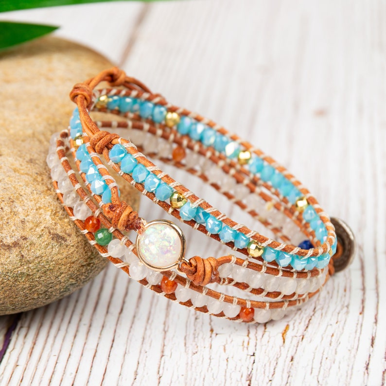 Opal Stone Bracelet Healing Stone Yoga Bracelet Boho - Etsy