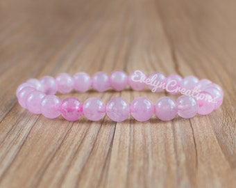 Natural Rose Quartz Stone Bracelet- Grounding Meditation Healing Beaded Spiritual Protection Bracelet-Inspirational Balance Calming Bracelet
