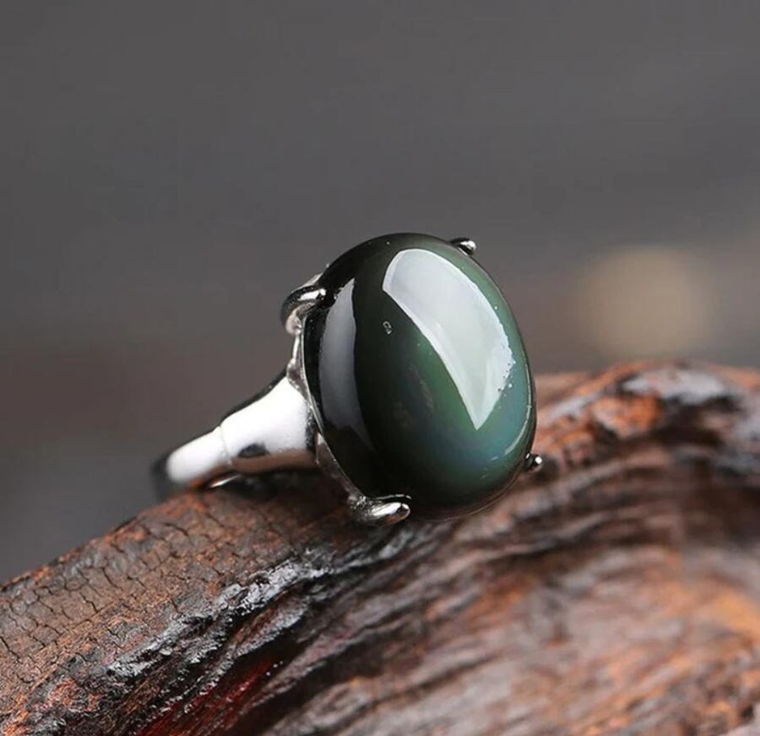 Obsidian Ringnatural Obsidian Stone Ring for Womenspiritual Etsy