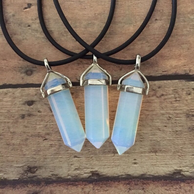 Opal Choker Necklace Opalite Quartz Crystal Necklace Point Etsy