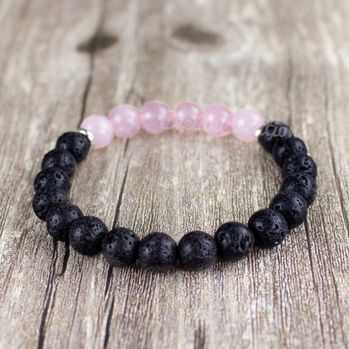 Healing Stone Bracelet-natural Rose Quartz Bracelet-lava Stone - Etsy