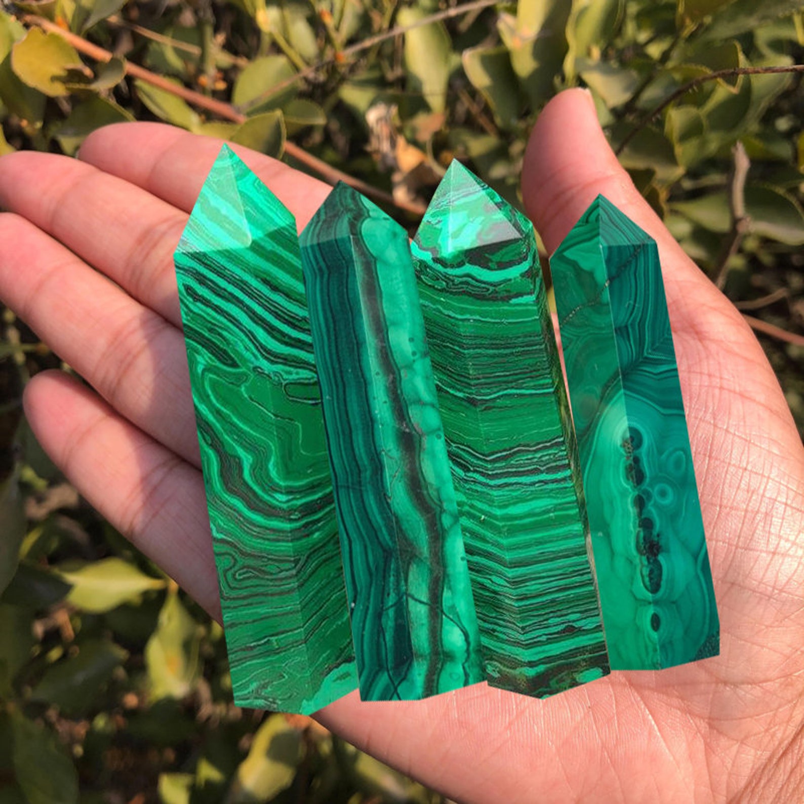 Malachite Crystal Wand Point Healing ObeliskSpiritual Etsy