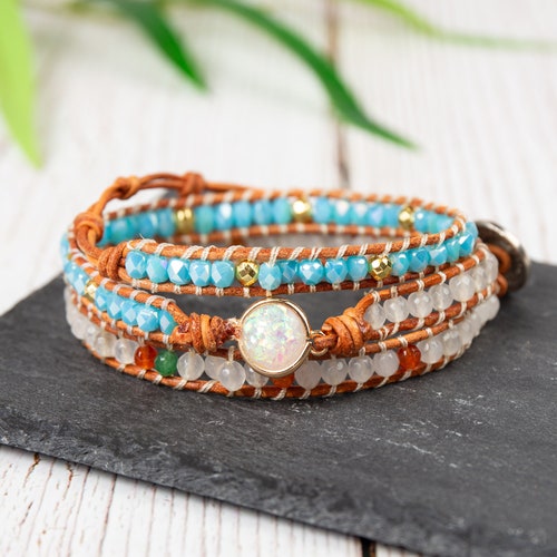 Opal Stone Bracelet Healing Stone Yoga Bracelet Boho - Etsy