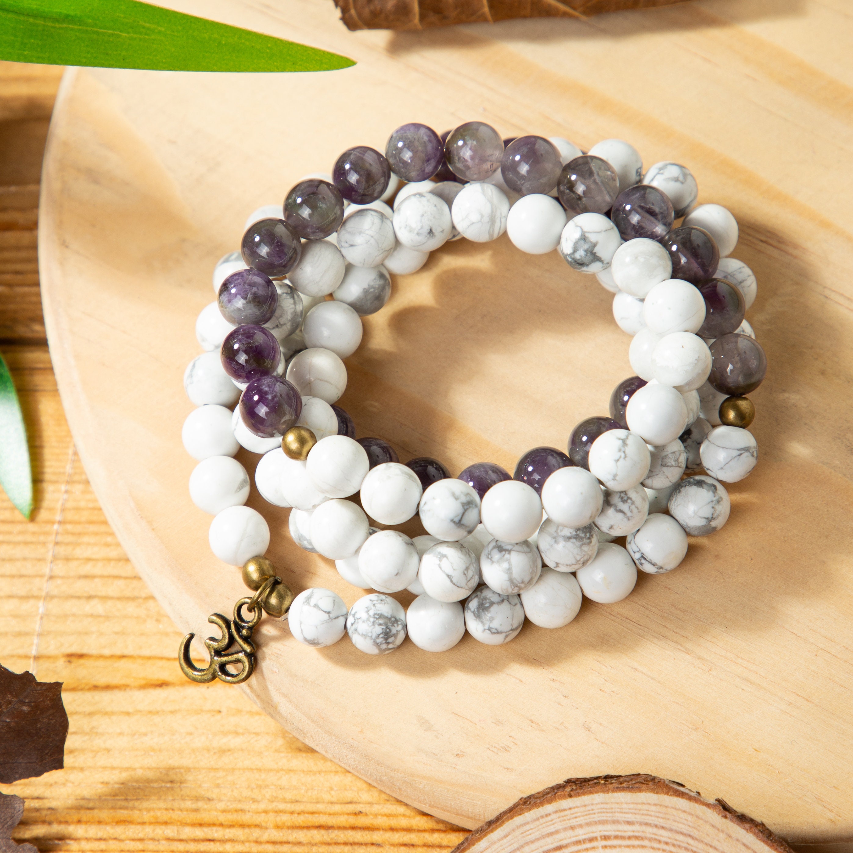 108 Howlite Mala Beads Necklace 