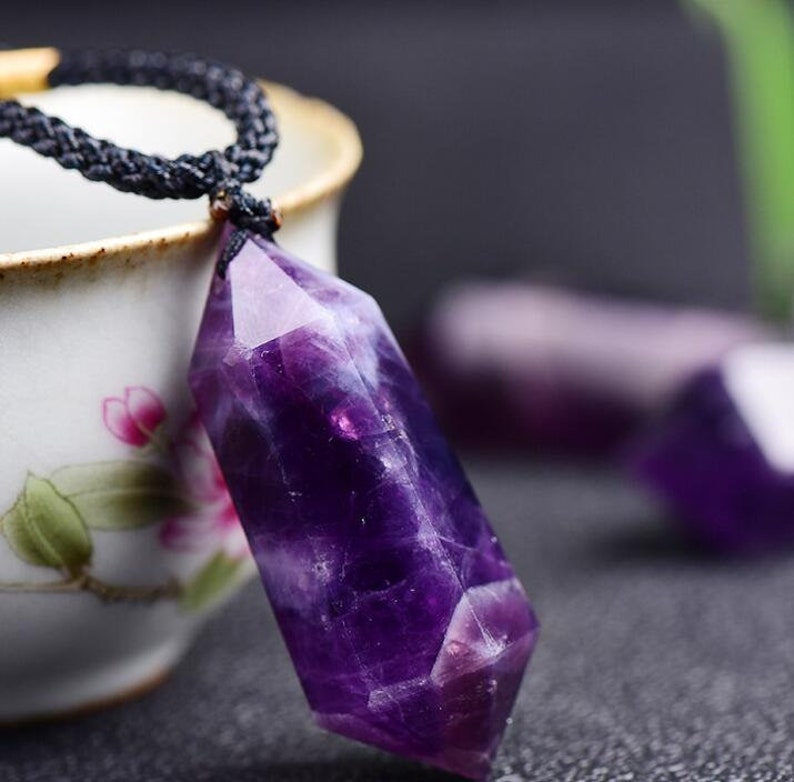 Amethyst Pendant Necklace-Natural Gemstone Healing Balancing image 2