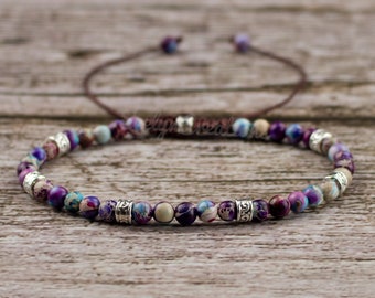 Galaxy Sea Sediment Gemstone Bracelet-Spiritual Protection Balance Meditation Healing Bracelet-Anxiety Stress Relief Inner Peace Bracelet