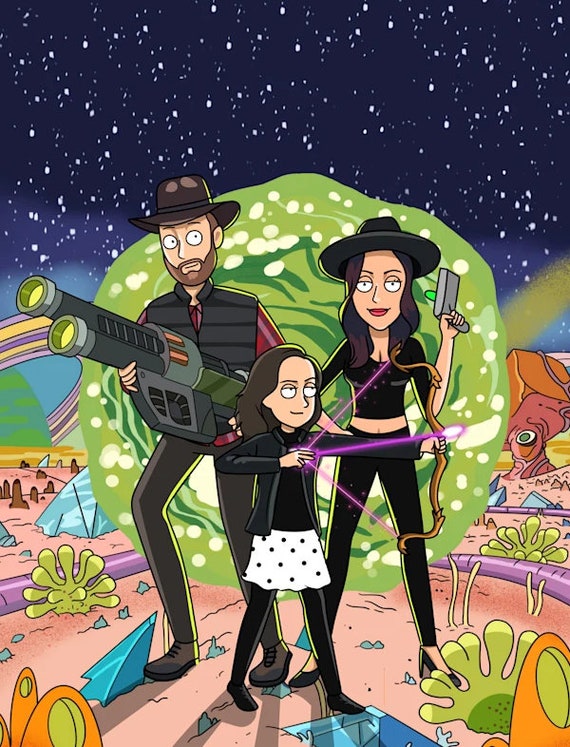 Rick and Morty | We Draw you in your Favorite Animated TV show | Gift for all of your family and friends | Awesome Fathers Day Gift Idea