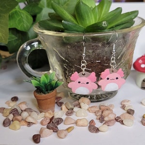 Squishmallow Archie the Axolotl shrinky dink earrings