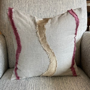 Abstract Cushion Cover | 16x16 Grey, Gold & Purple Throw Pillow Cover
