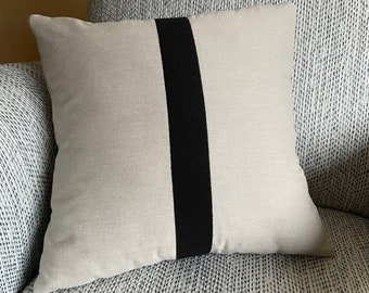 16x16 Black and Beige Geometric Throw Pillow Cover | Decorative Sofa Pillow