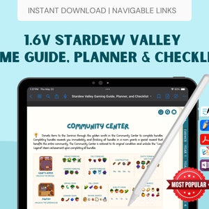 1.6v Stardew Valley Guide, Planner and Checklist | DIGITAL | Hyperlinked for Goodnotes and PDF readers