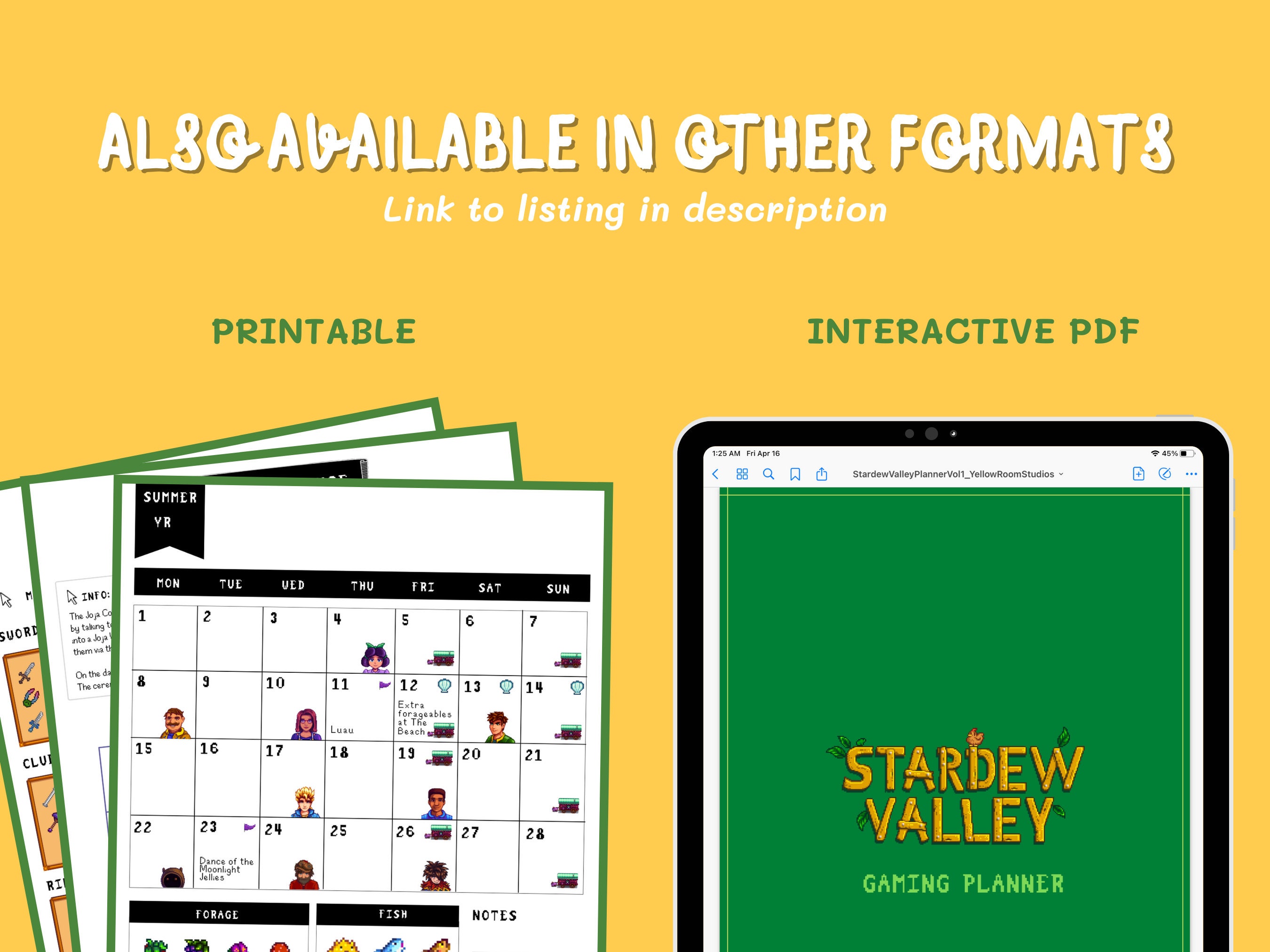 Update 1.6v Stardew Valley Planner & Checklist, Hardcover, Physical Printed  Copy 