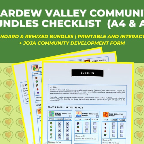 Stardew Valley Checklist Community Center Bundles and Rooms Etsy UK