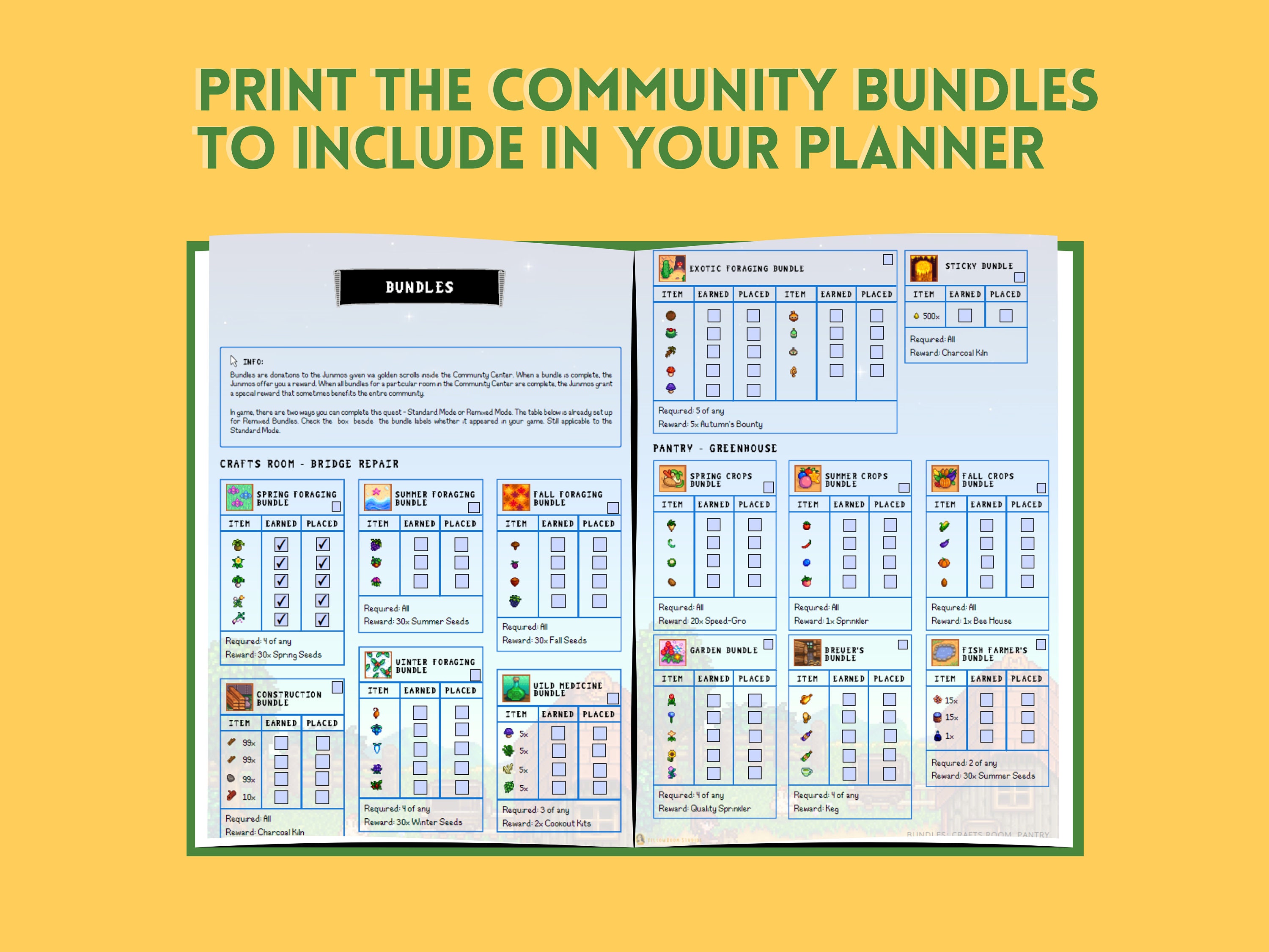 Stardew Valley Community Center Bundles Checklist