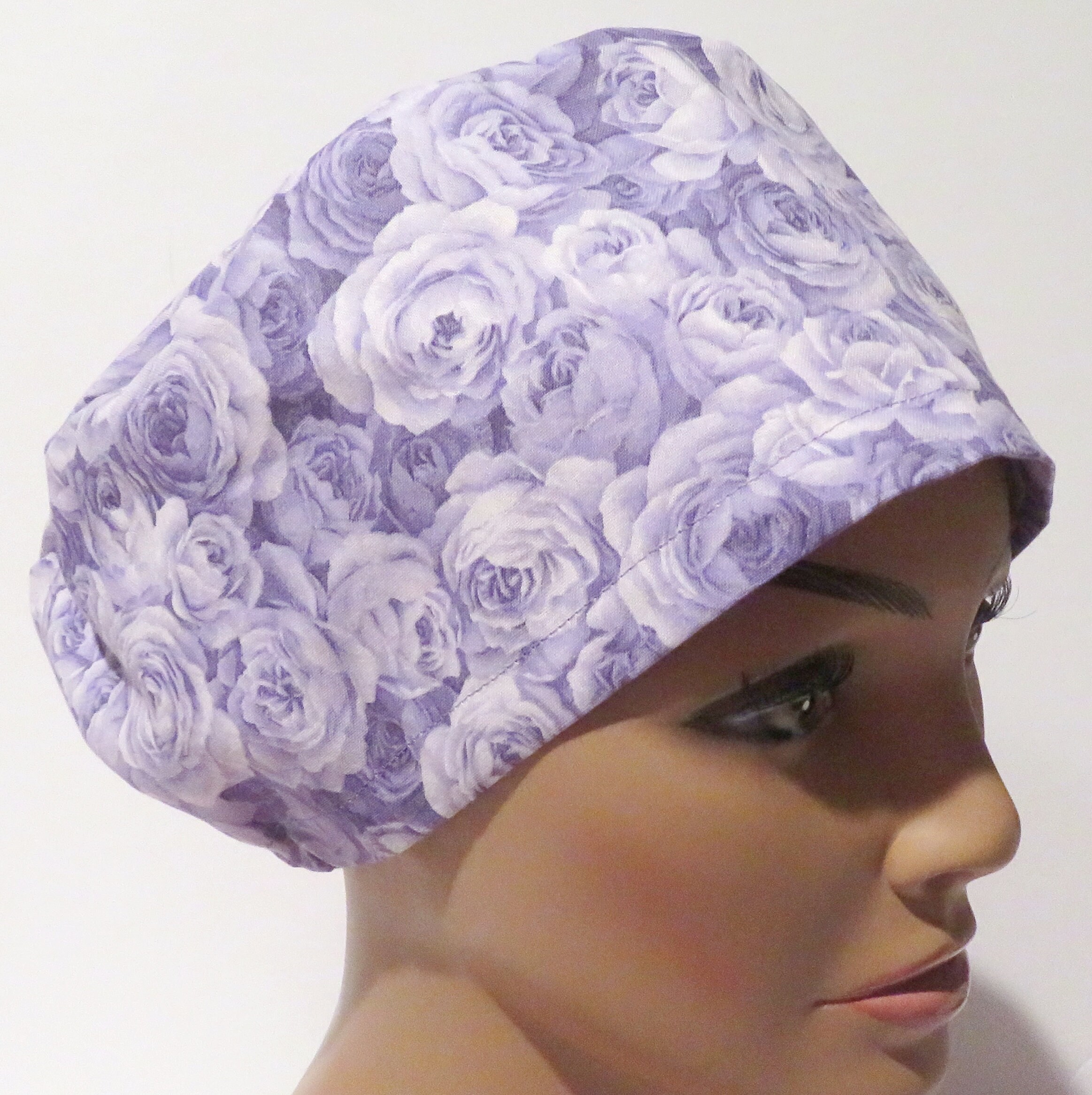 Bud Caps For Roses FLOWER Purple Roses Euro Style Hats, Scrub Caps, Nurse Hats, Beautiful ...