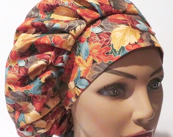 FALL LEAVES fabric scrub hats, bouffant caps, surgical caps, autumn design hats