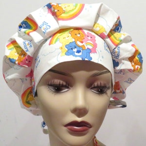 BEARS fabric scrub hats, Bouffant scrub hats, Care Bares fabric hats, Nurse scrub hats, ER nurse scrub hats, Cute bears fabric hats