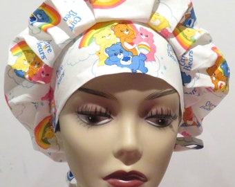 BEARS fabric scrub hats, Bouffant scrub hats, Care Bares fabric hats, Nurse scrub hats, ER nurse scrub hats, Cute bears fabric hats
