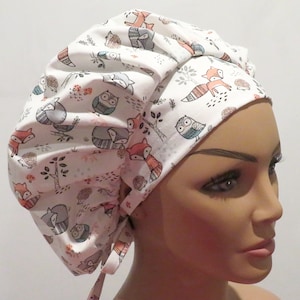 ANIMALS fabric bouffant hats, beautiful scrub hats, cute animal design hats