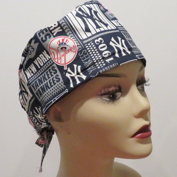 TEAM scrub hats, Men scrub hats, Tieback scrub hats, Yankees scrub hats, Blue scrub hats, new york scrub hats