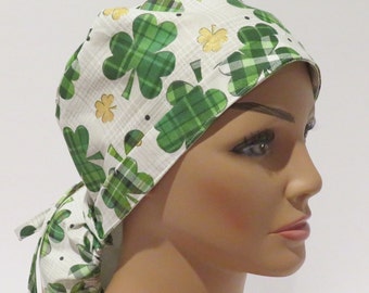 Kleeblatt Schrubbermütze, Pferdeschwanz-Scheuermütze, Blattdesign Schrubbermütze, chirurgische Hüte
